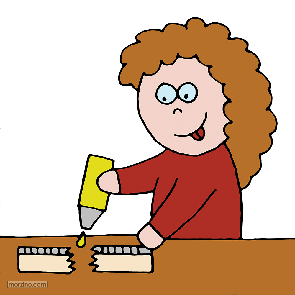 Bildwörterbuch: Ich klebe