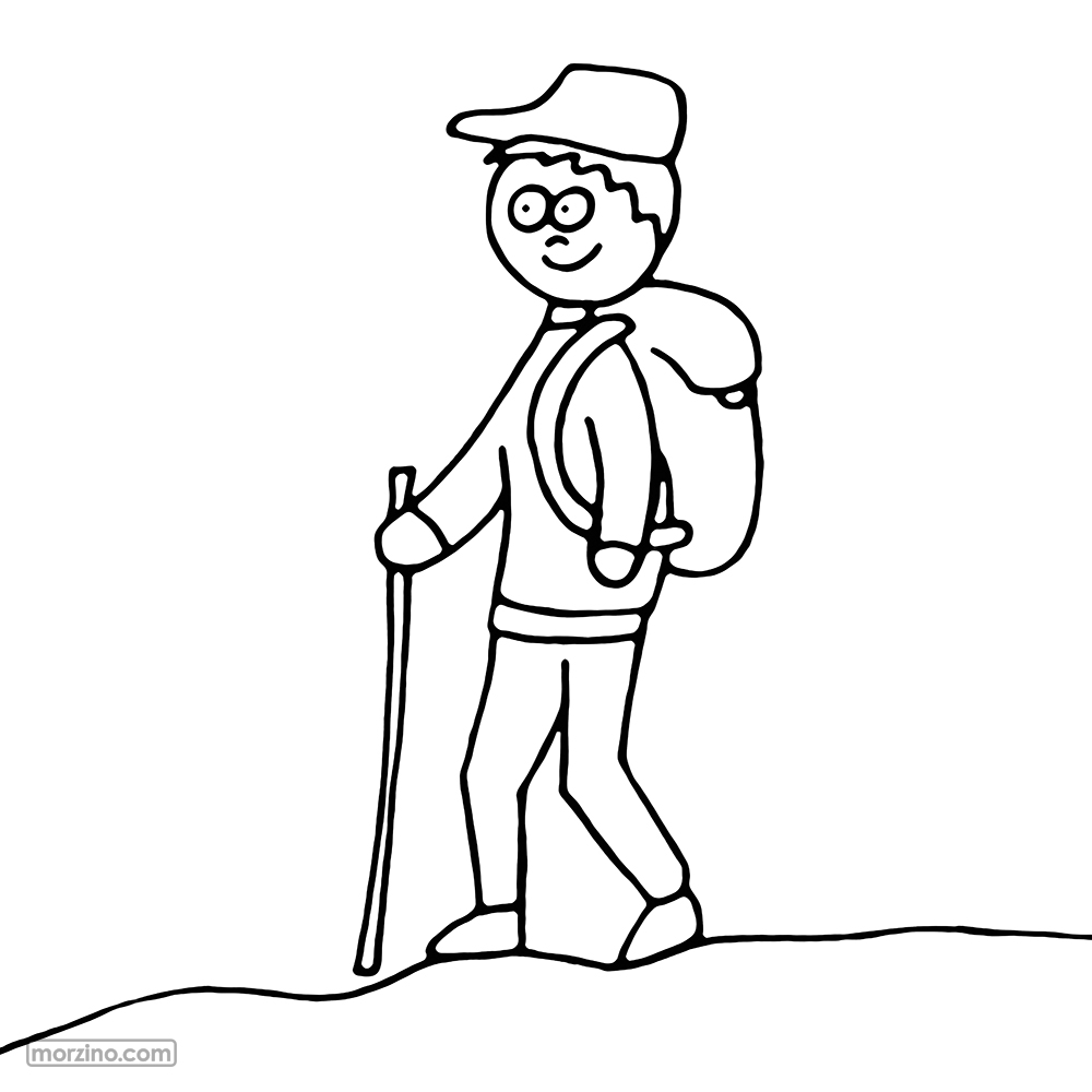 Ausmalbild: Ich wandere