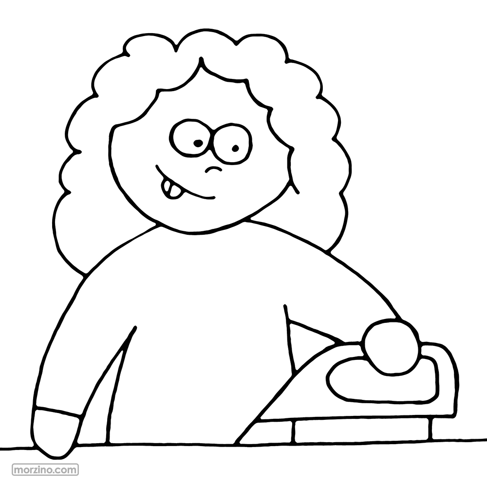 Ausmalbild: Ich bügele