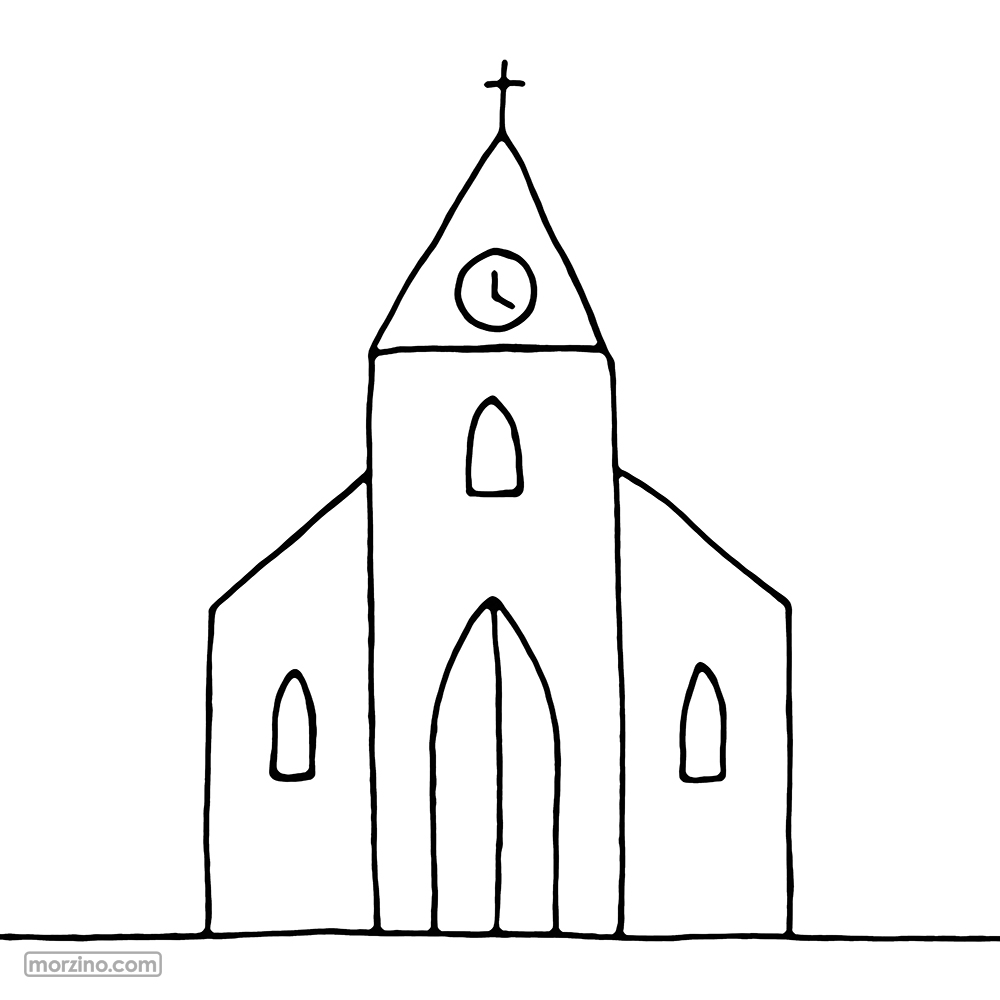 Ausmalbild: Kirchturm