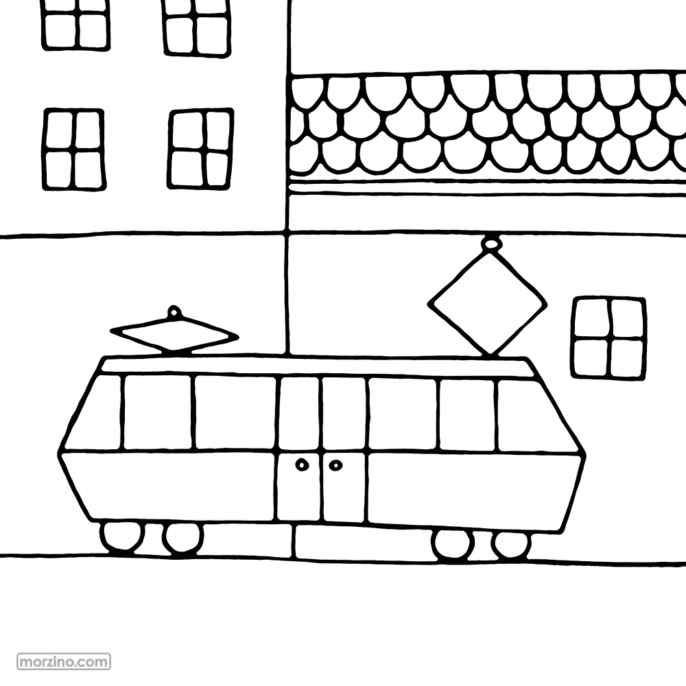 Ausmalbild: Tram