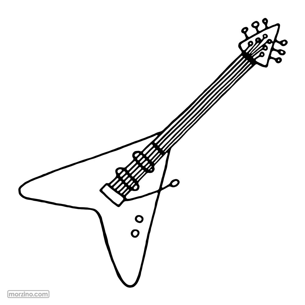 Ausmalbild: Elektrische Gitarre