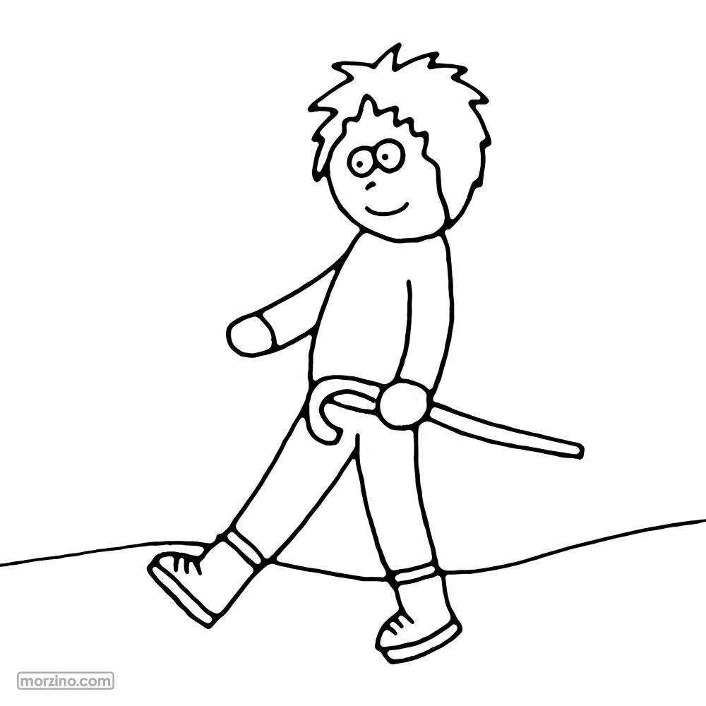 Ausmalbild: Ich wandere