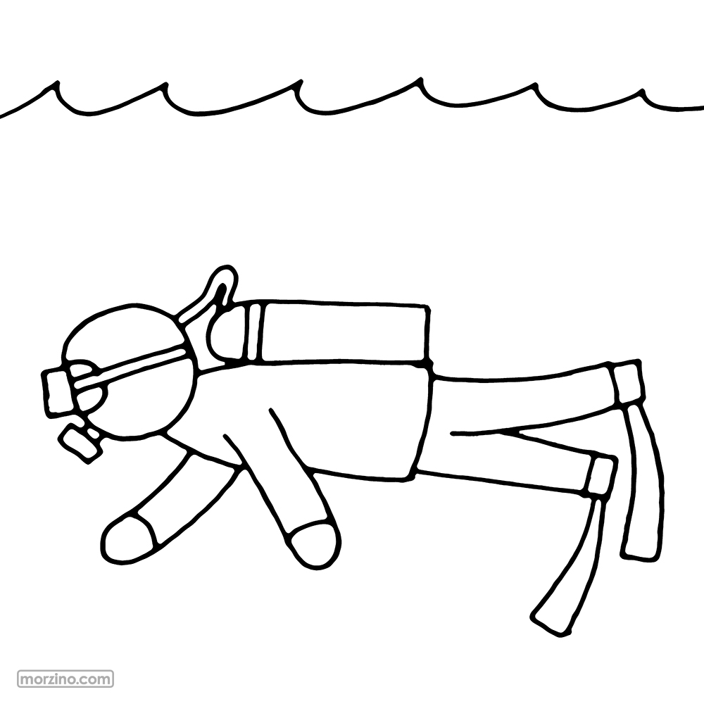 Ausmalbild: Taucher