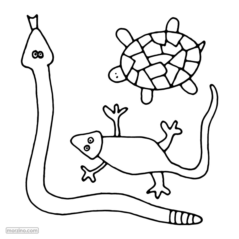 Ausmalbild: Reptilien